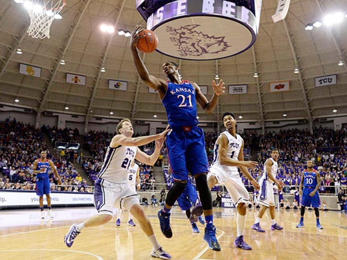 Center Joel Embiid averaged 11.2 points, 8.1 rebounds and 2.6 blocks as a freshman at Kansas.