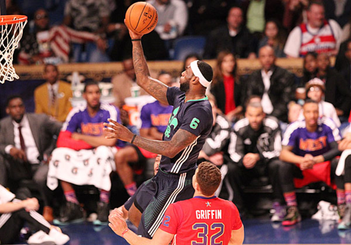 LeBron James scored 22 points to help the East top the West 163-155 in the 2014 All-Star Game. (Bruce Yeung/NBAE via Getty Images)