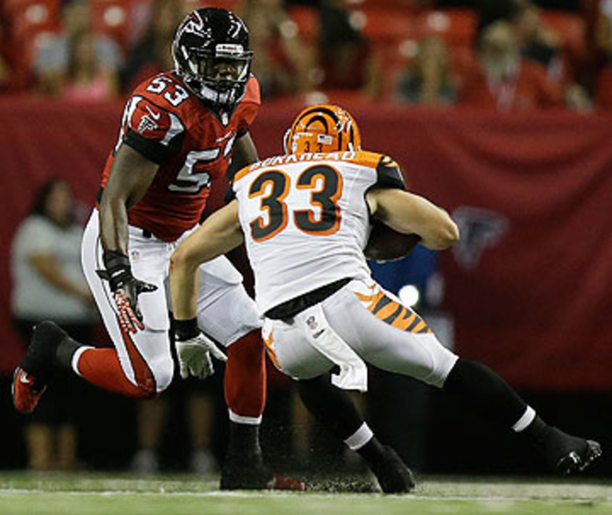 Brian Banks lived out his dream in 2013, attending training camp and playing in preseason games with the Falcons. (David Goldman/AP)