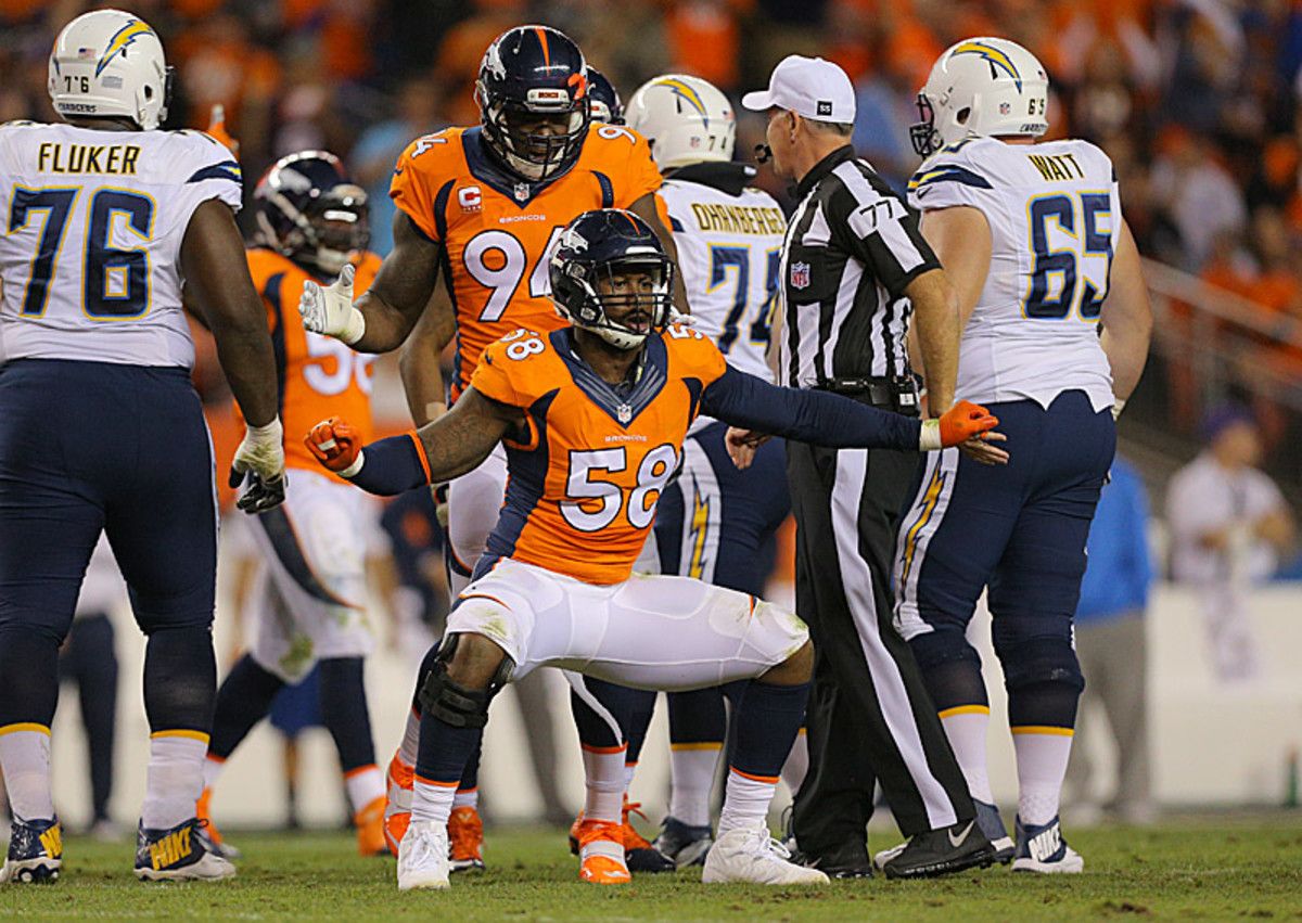 Von Miller and the Broncos slide into the top spot, just as the schedule it about to get real. (Justin Edmonds/Getty Images)