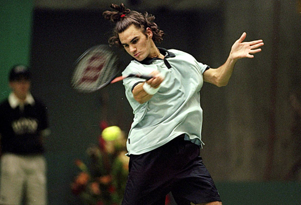 Roger Federer is shown here a week before playing his first ATP final, in February 2000. (Mike Hewitt/Getty Images)