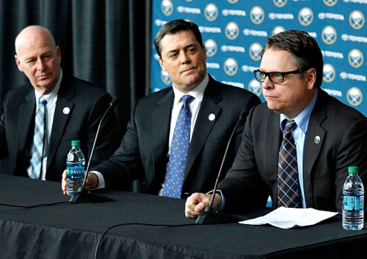 Craig Patrick, Pat LaFontaine and Tim Murray of the Buffalo Sabres