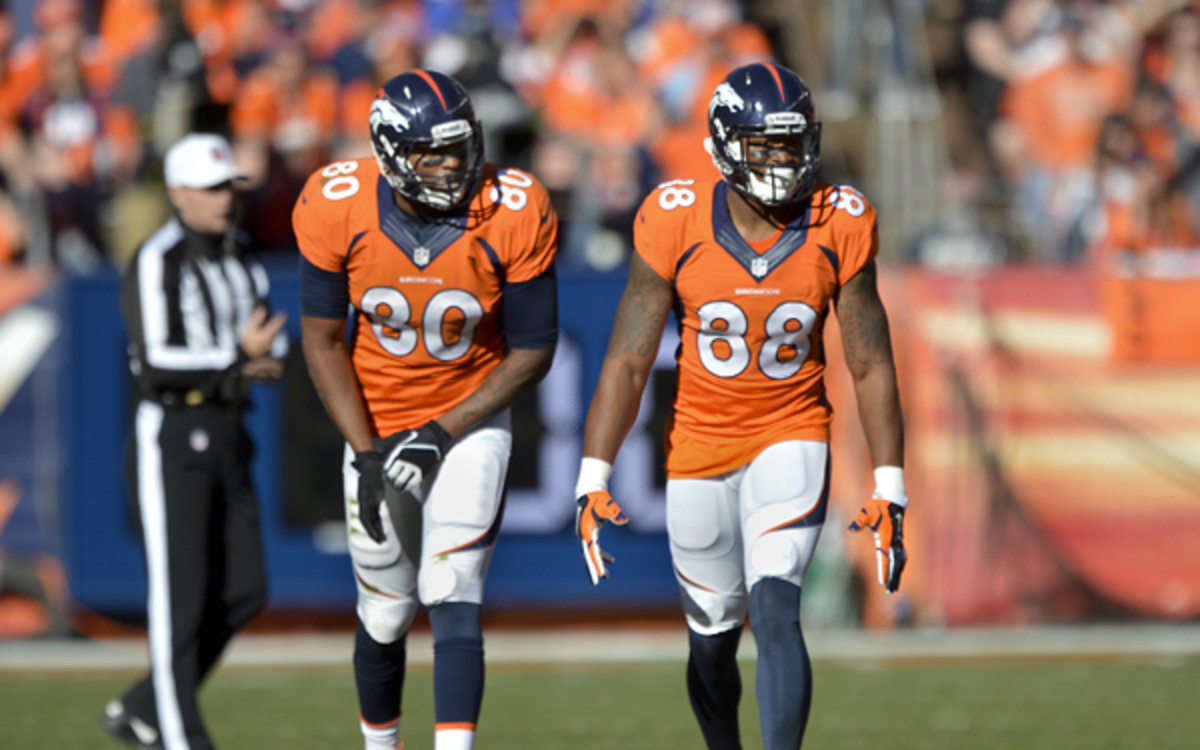 Julius Thomas, Demaryius Thomas combined for 26 touchdown catches in 2014. (AP Photo/G. Newman Lowrance)