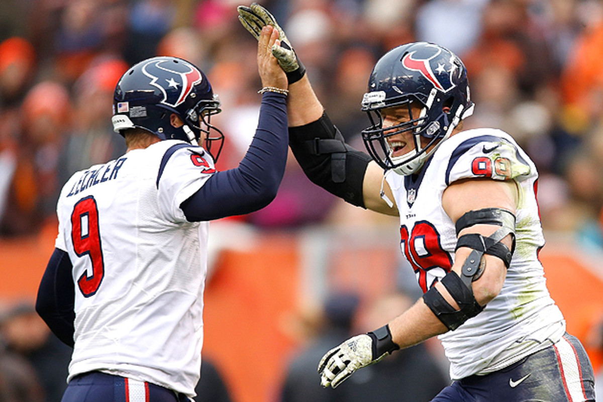 J.J. Watt celebrates his second touchdown catch of the season in Week 11 against the Browns.
