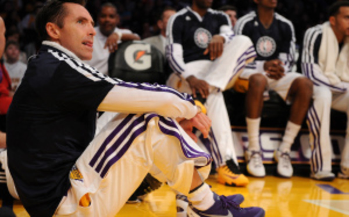 Steve Nash's return will coincide with the return of Steve Blake, who has been out since Nov. 26 with a torn ulnar collateral ligament. (Lisa Blumenfeld/Getty Images)