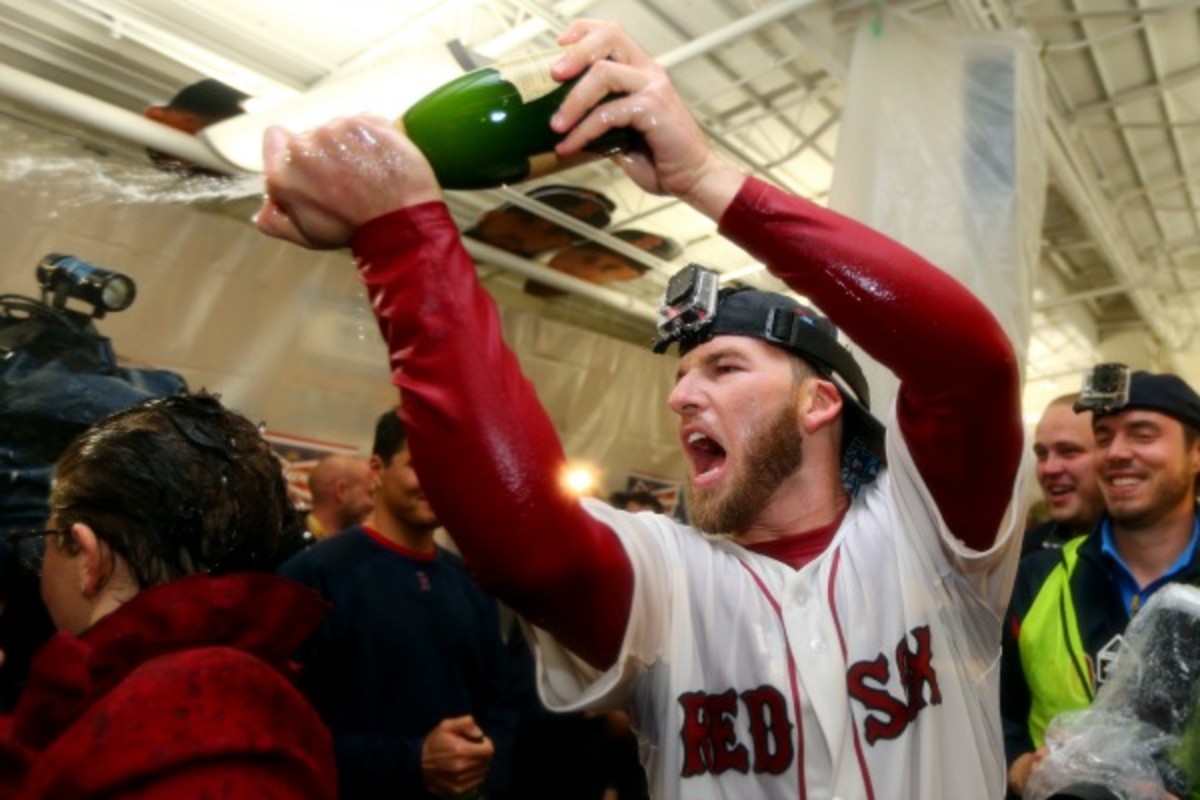 Stephen Drew hasn't played since celebrating Boston's World Series victory last season. (Elsa/Getty Images)