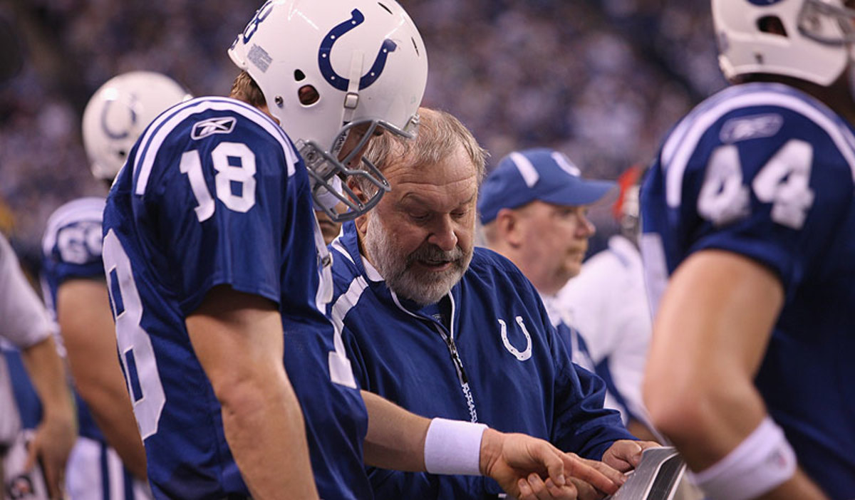 Howard Mudd coached the Colts offensive line from 1998 through 2009, helping keep Peyton Manning protected. (Al Pereira/Getty Images)