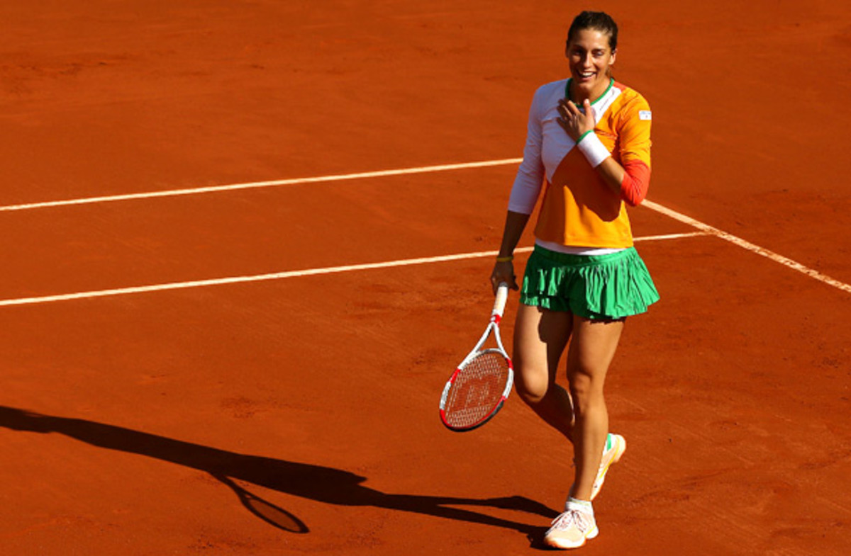 Andrea Petkovic routed Sara Errani 6-2, 6-2 to reach her first Grand Slam semifinals. (Matthew Stockman/Getty Images)
