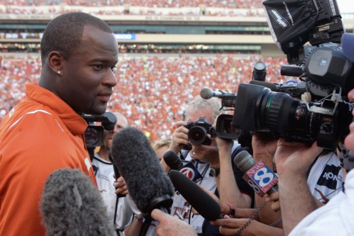 A consensus All-American in 2005, Vince Young went on to two Rose Bowl MVP awards -- one in 2005 and another the following year -- with the Longhorns. (Brian Bahr/Getty Images)