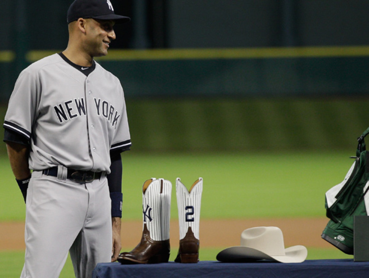 Derek Jeter's boots are made for walkin' ... away from the game. And that's just what they'll do. (Bob Levey/Getty Images)