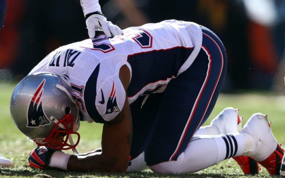 Talib missed the second half of the championship game with a knee injury, but reportedly didn't sustain any serious damage. (Doug Pensinger/Getty Images)