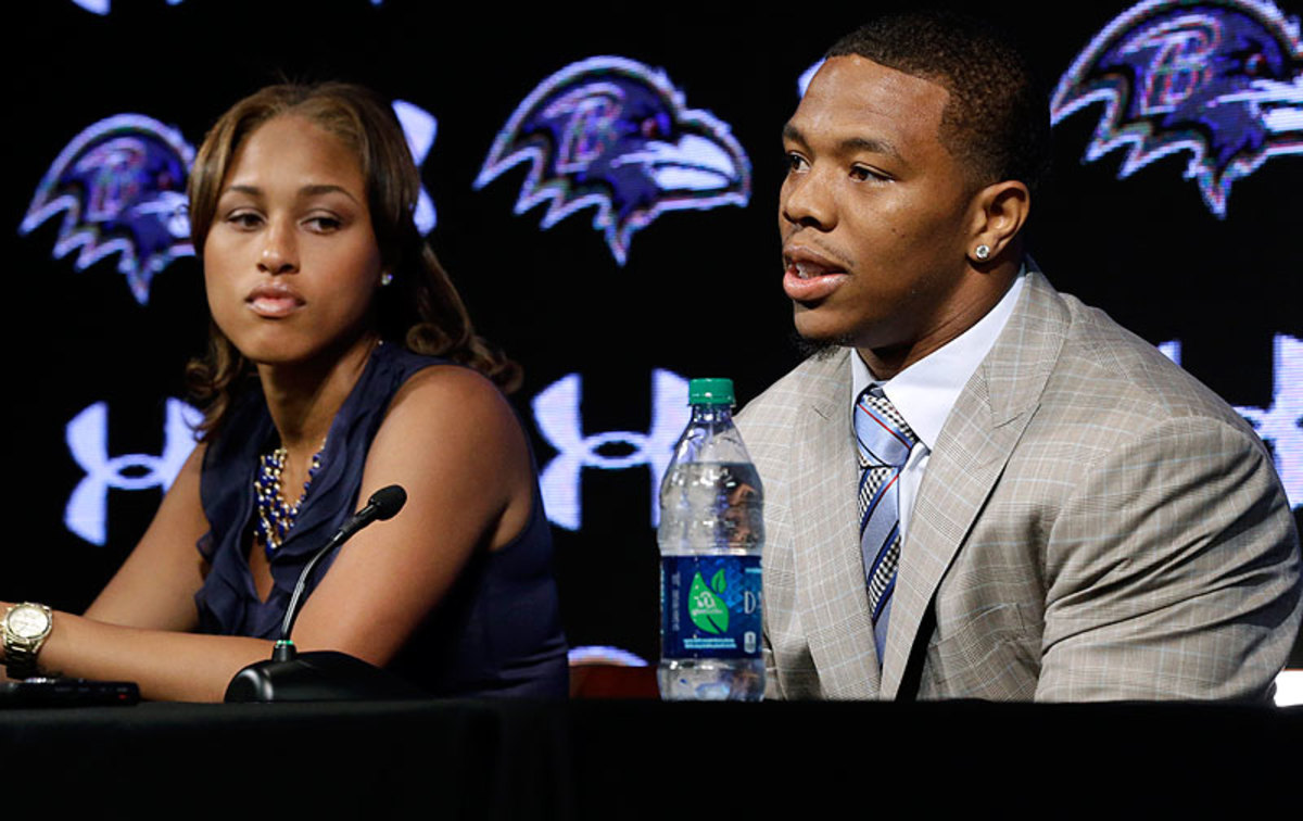 Janay Rice and her husband Ray addressed the media for the first time since an incident at an Atlantic City, N.J., casino in February. (Patrick Semansky/AP)