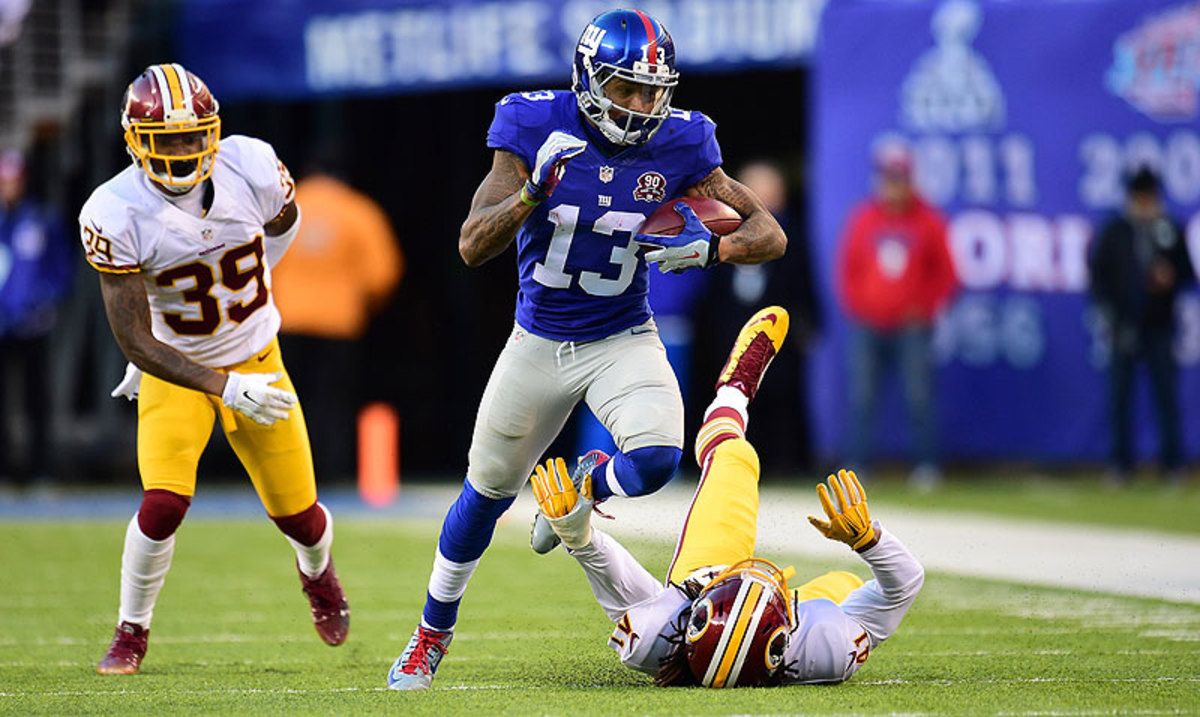 After missing the first quarter of the season with a hamstring injury, Odell Beckham Jr. is averaging 7.1 receptions, 97.2 yards and just under one touchdown per game. (Carlos M. Saavedra/Sports Illustrated/The MMQB)