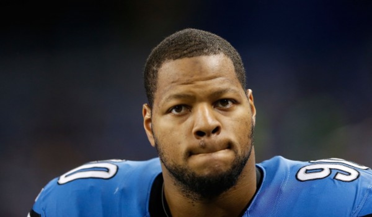 Suh had 49 total tackles and 5.5 sacks last season for the Lions. (Leon Halip/Getty Images)
