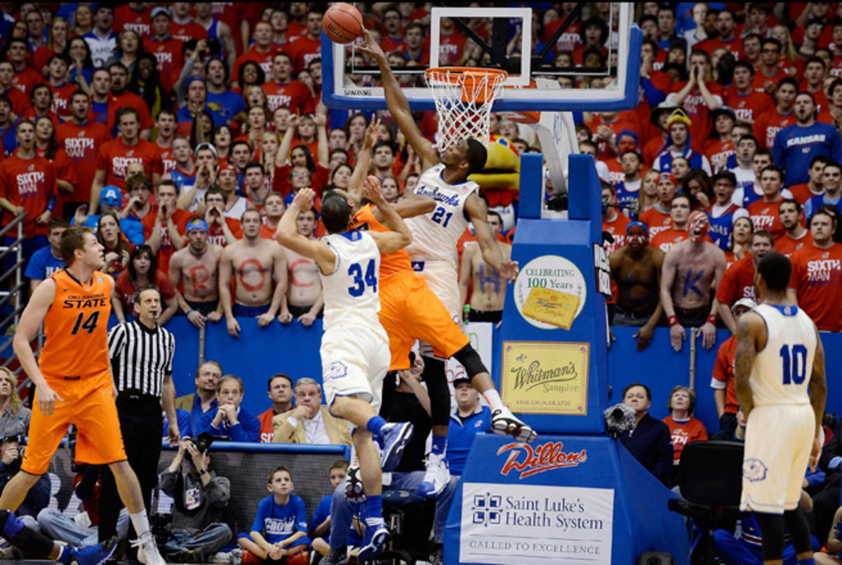 Joel Embiid is averaging 2.9 blocks per game and totaled a career-high eight against Oklahoma State.