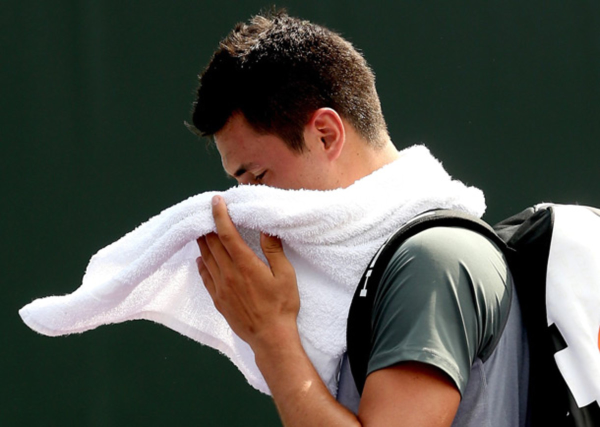 Bernard Tomic was completely smothered by Jarkko Nieminen 6-0, 6-1. (Matthew Stockman/Getty Images)