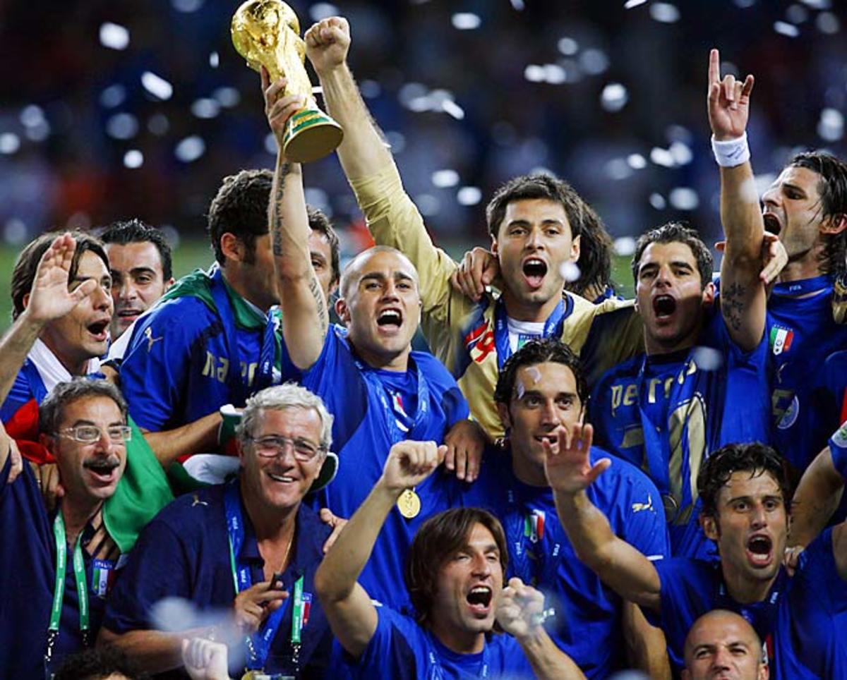 After a 1-1 draw with France, Italy won 5-3 in a shootout in Berlin to clinch its fourth world title. The tournament set a record for yellow and red cards, including the ejection of French captain Zinedine Zidane following his infamous headbutt in the 107th minute of the final.