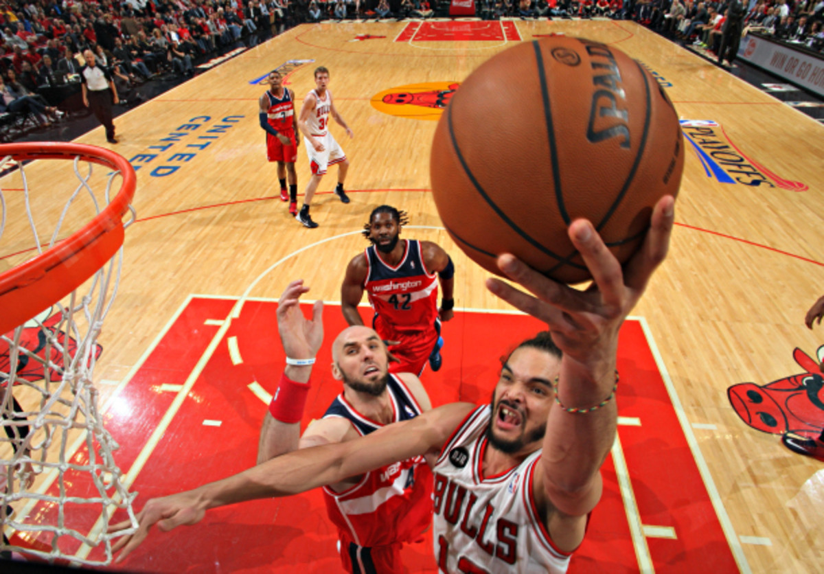 Joakim Noah and the Bulls were eliminated by the Wizards in five games. (Gary Dineen/NBAE via Getty Images)
