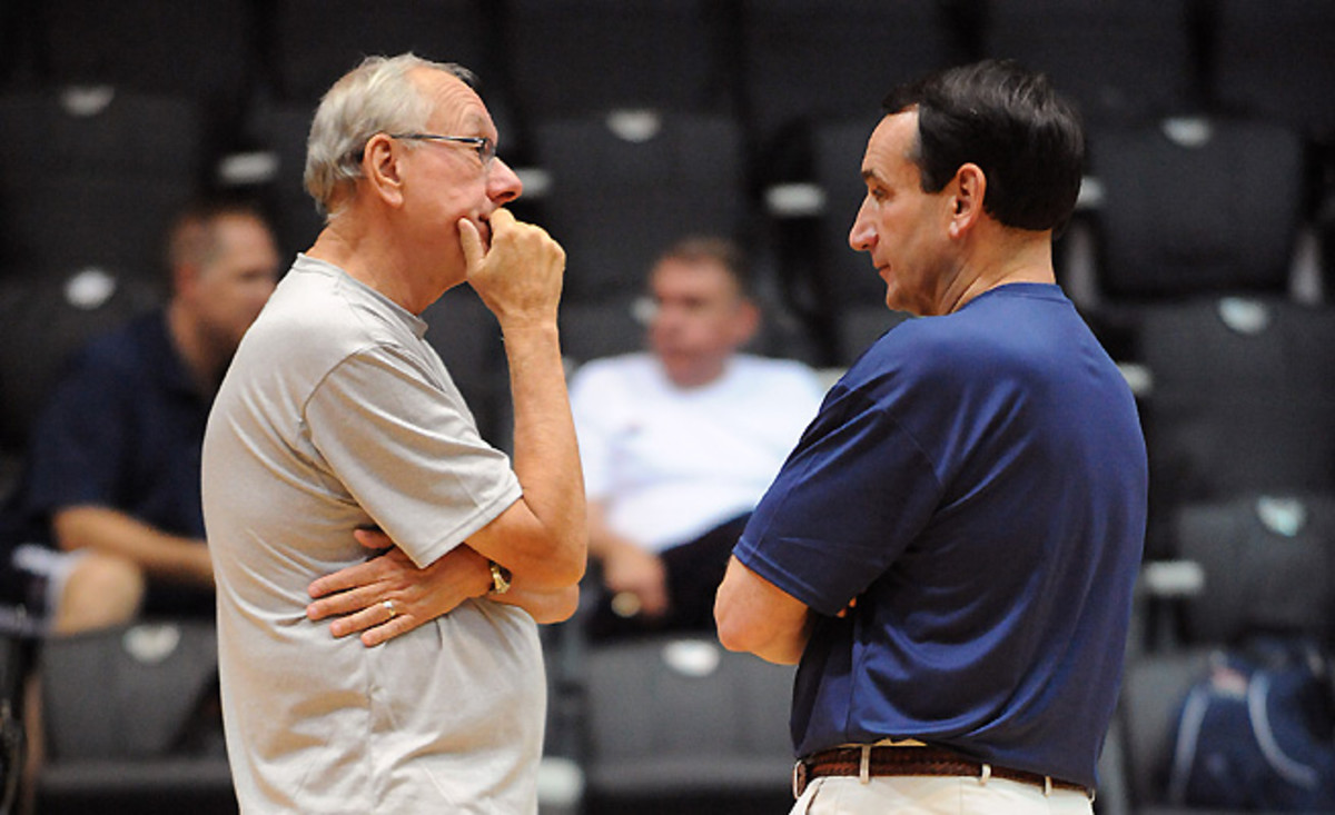 Mike Krzyzewski and Jim Boeheim are the No. 1 and No. 2, respectively, on the all-time wins list.