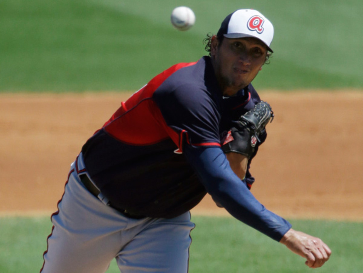 Freddy Garcia was let go by Atlanta and replaced by fellow veteran Aaron Harang. (David Goldman/AP)