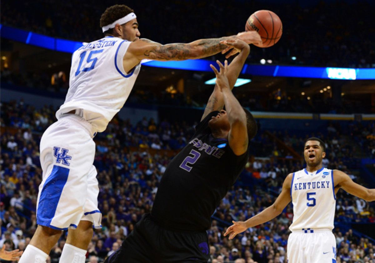 Willie Cauley-Stein's suffocating defense, including four blocks, helped Kentucky notch its first tournament win since 2012. (Jasen Vinlove/USA TODAY Sports)