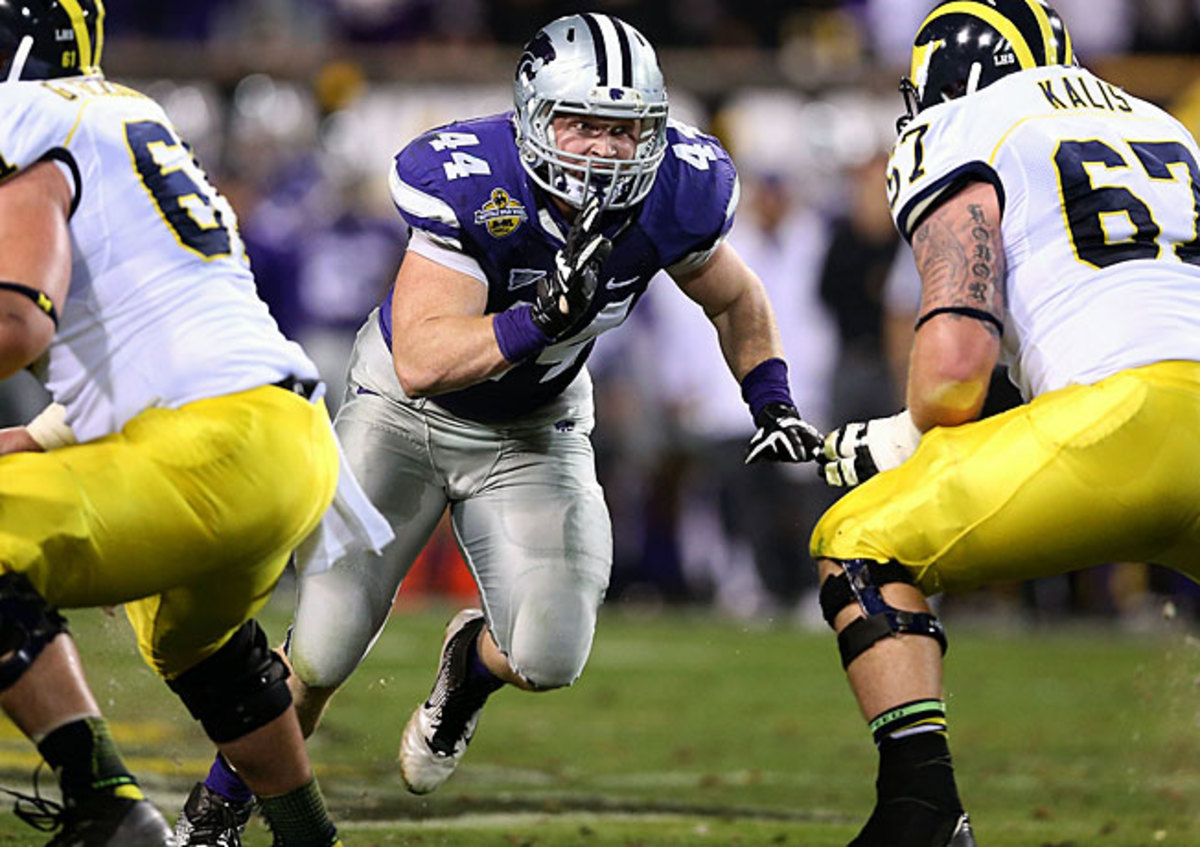Kansas State's Ryan Mueller (44) was named first-team All-Big 12 after tallying 11.5 sacks last season.
