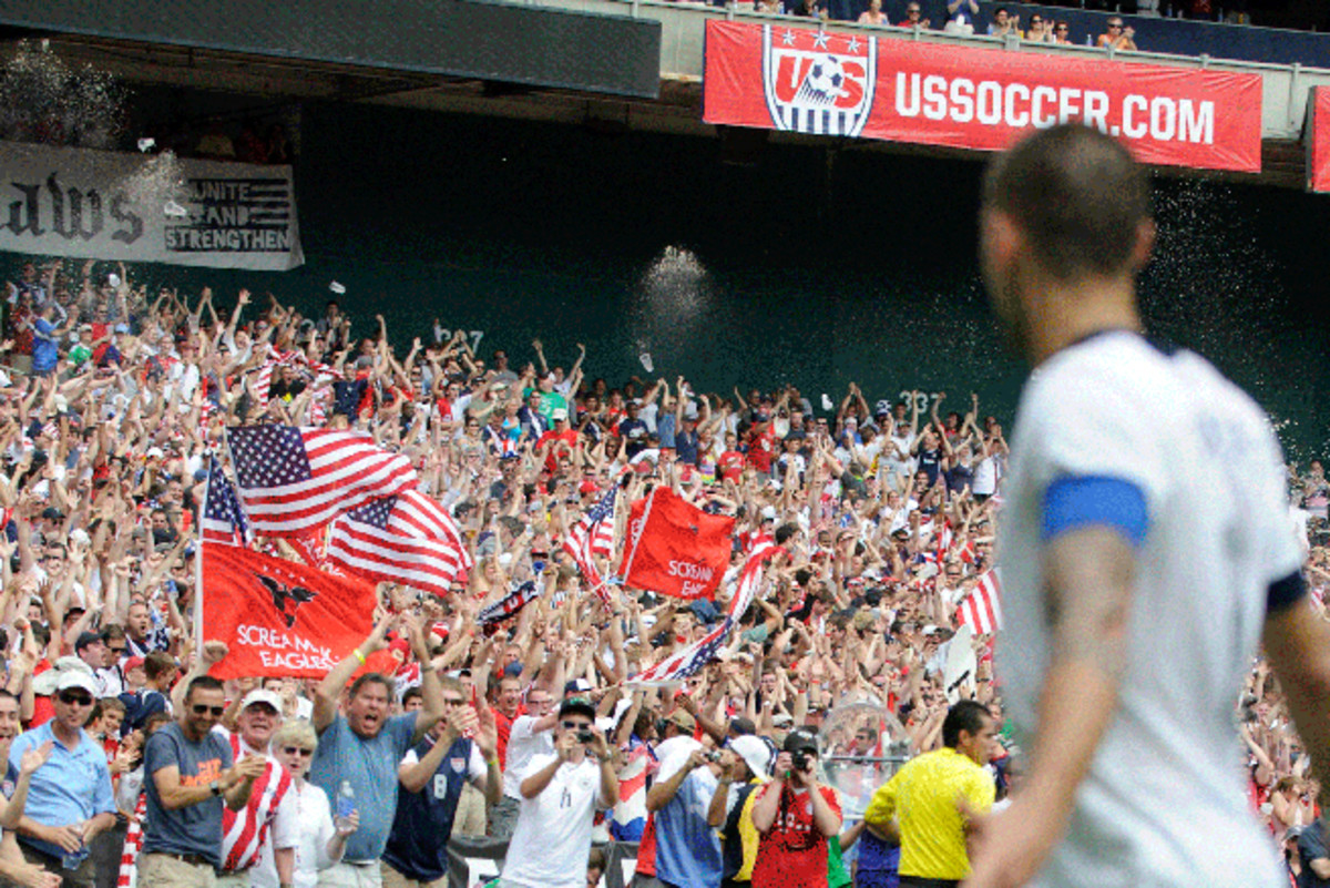 U.S. captain looks back at a raucous crowd section during the USA's friendly vs. Germany last June. For some fans, the live experience is the best way to consume the game. But not for all.