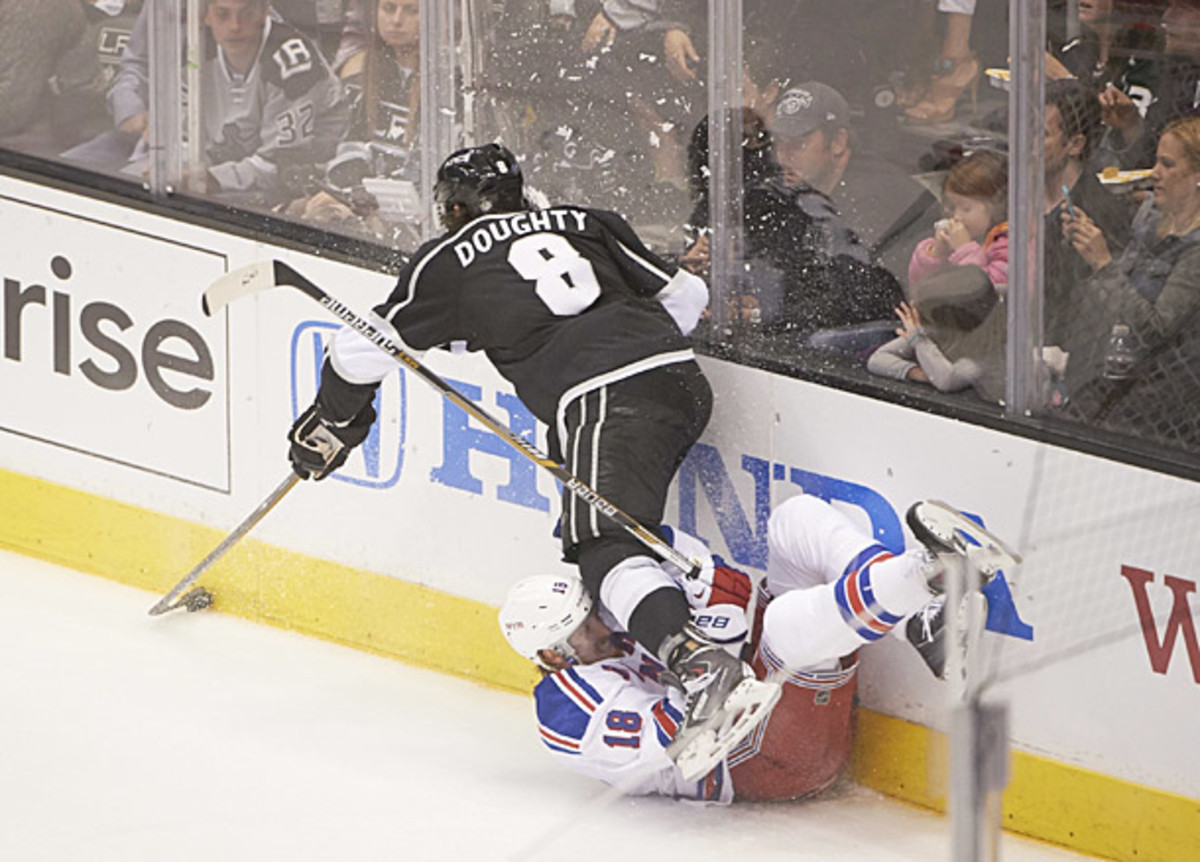 Drew Doughty of the Los Angeles Kings in action against the New York Rangers in the Stanley Cup Final.