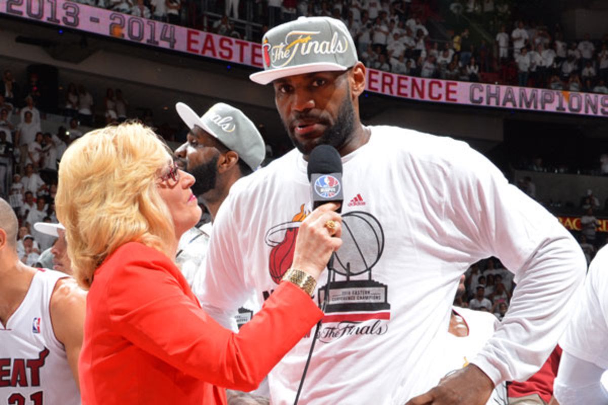 LeBron James (right) and the Heat have advanced to the Finals for the fourth straight year. (Jesse D. Garrabrant/Getty Images)