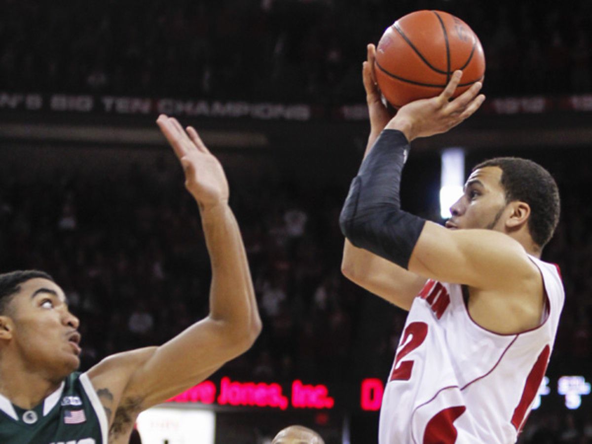 Wisconsin's Traevon Jackson drains the game-winning basket to complete the Badgers' upset over No. 9 Michigan State. (AP)