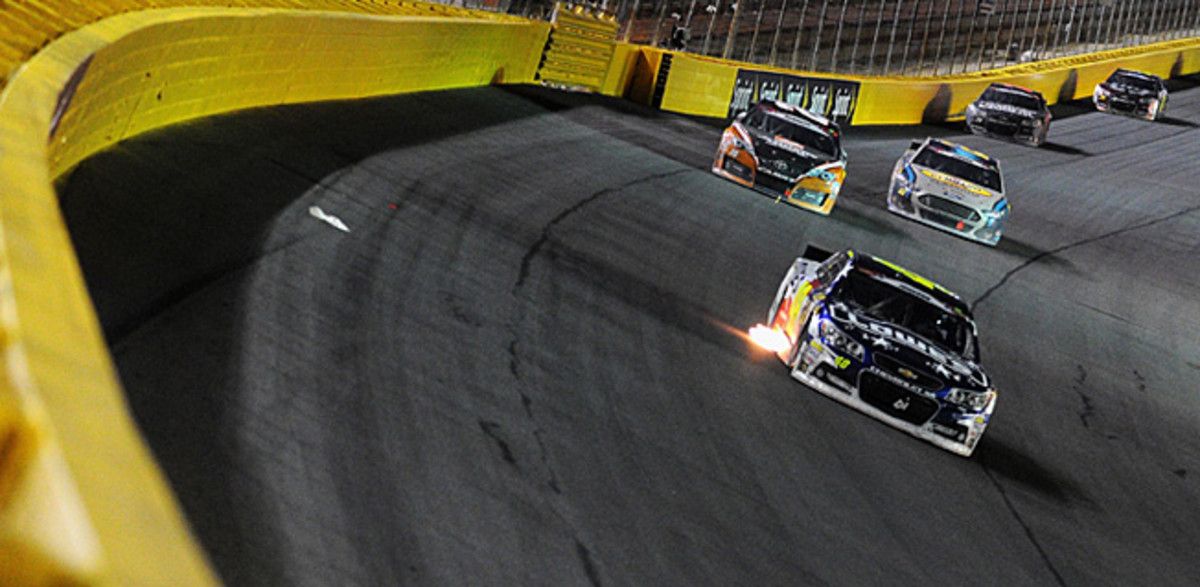 Winless coming in, Jimmie Johnson (leading) was hoping to get hot in the Coca-Cola 600.