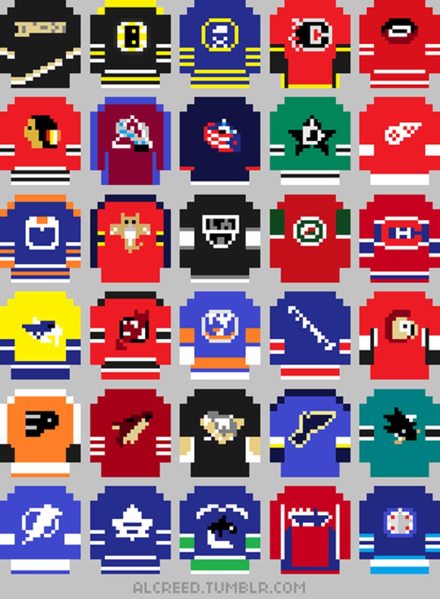 These Re-Imagined 8-Bit NHL Jerseys are Really Cool in a Blades of Steel Kind of Way