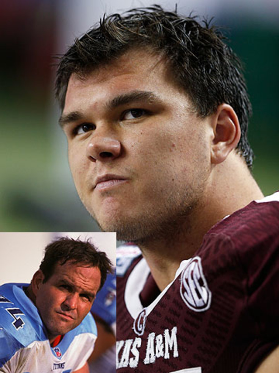 Jake Matthews is the son of Bruce, the Hall of Fame guard. (Mitchell Layton/Joe Robbins/Getty Images)