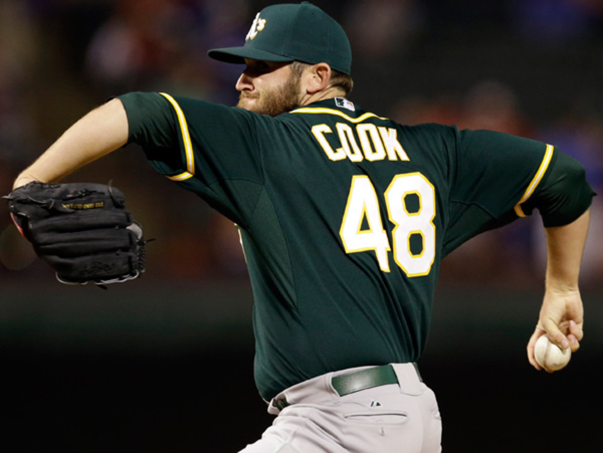 Ryan Cook has appeared in 12 games for Oakland, totaling 12 1/3 innings and 15 strikeouts. (Tony Gutierrez/AP)