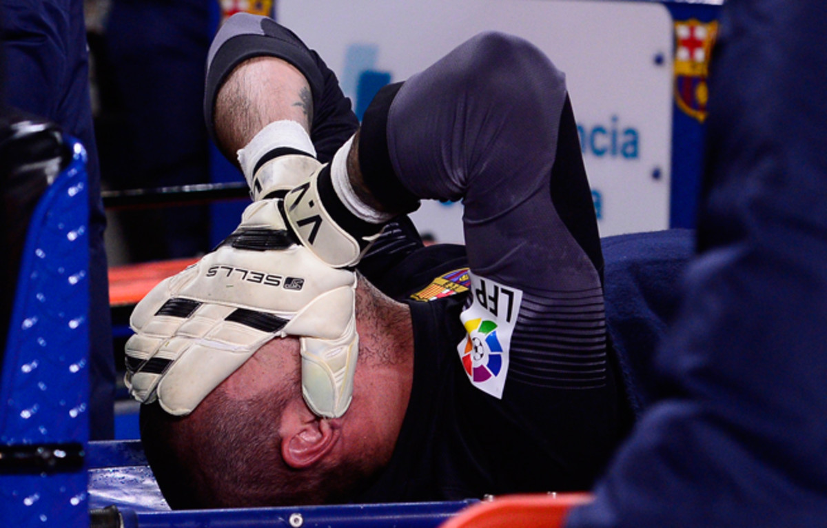 Goalkeeper Victor Valdes's torn ACL has put a major obstacle in front of Barcelona's treble-winning ambitions. 