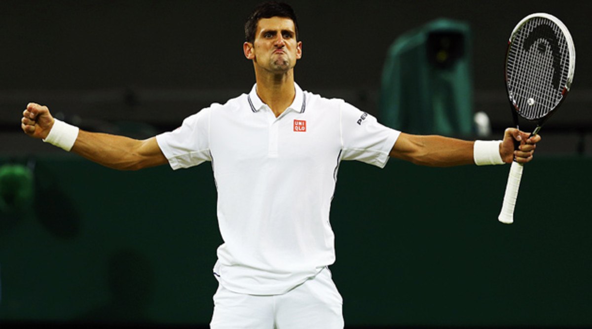 Novak Djokovic is pumped after defeating Jo-Wilfried Tsonga in the fourth round. 