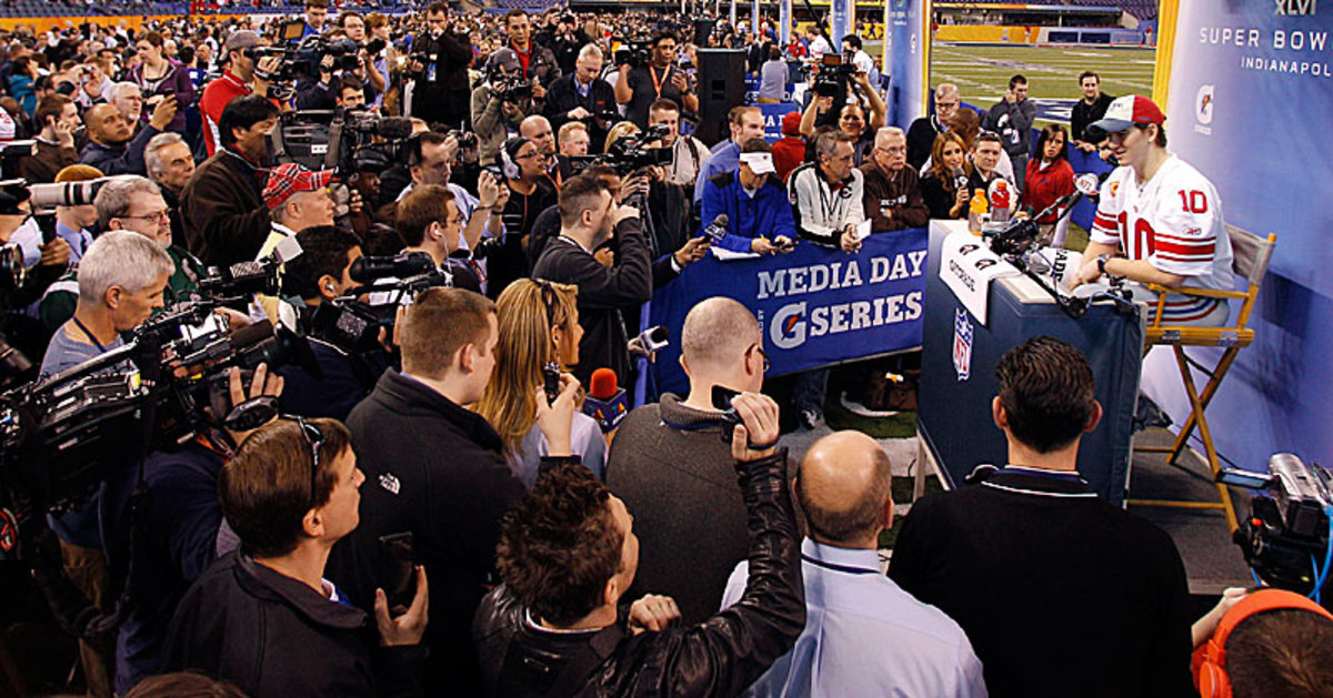 Media Day is always a circus. (Eric Gay/AP)