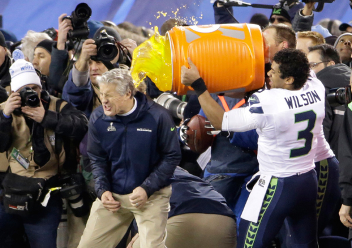 Pete Carroll finally got the Gatorade bath he'd always wanted. (Kevin C. Cox/Getty Images)
