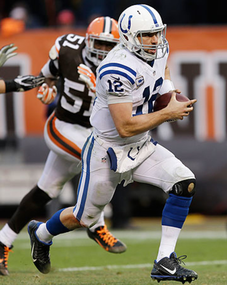 Andrew Luck and teh Colts overcame an inconsistent outing to beat the Browns on a late touchdown. (David Richard/Getty Images)