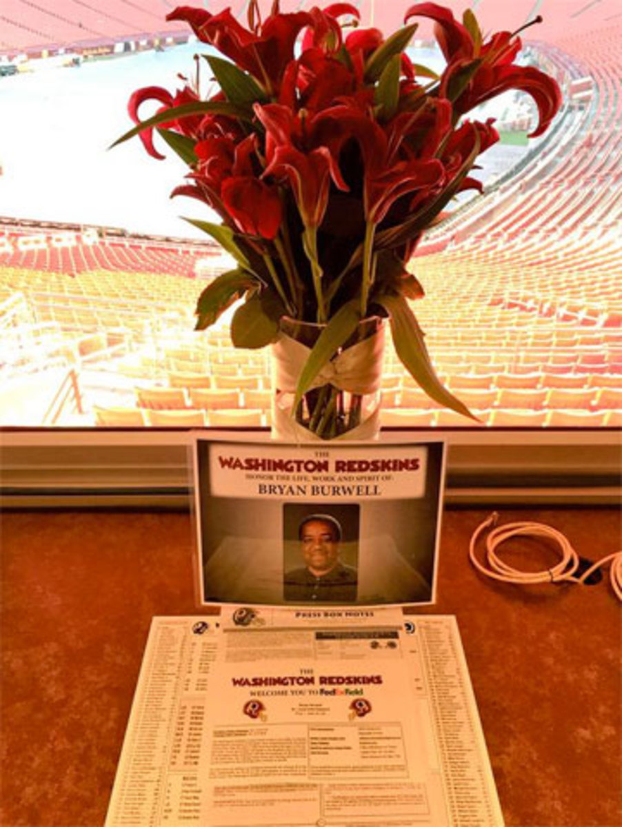 Washington honored Burwell in the press box for Sunday's game against St. Louis. (Twitter.com/Redskins)