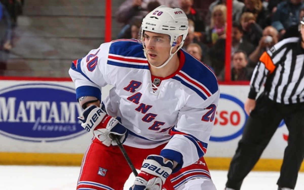 Rangers left winger Chris Krieder's status for the playoffs is in doubt after hand surgery. (Andre Ringuette/Getty Images)