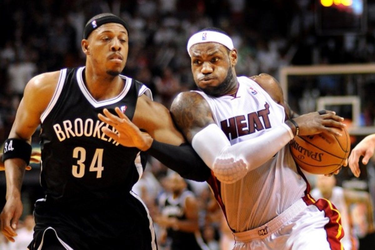 Paul Pierce and LeBron James (Robert Duyos/Getty Images)