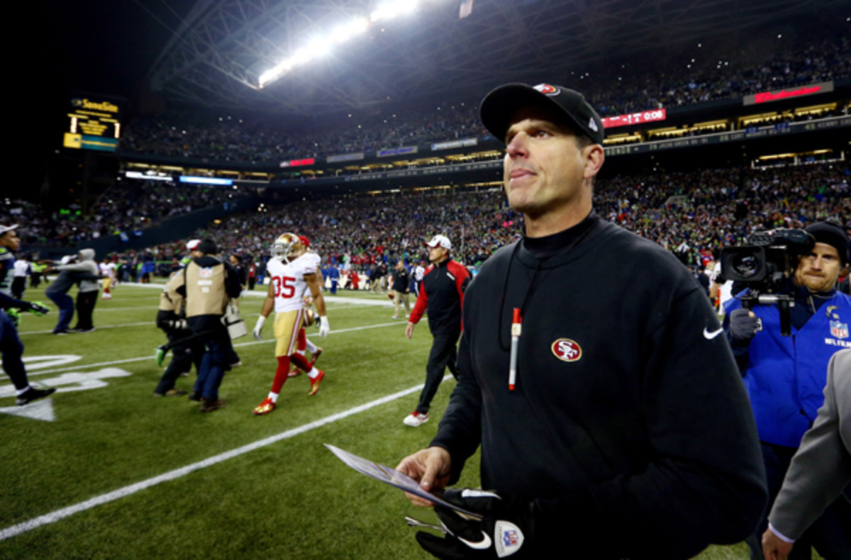 Once again, Jim Harbaugh and San Francisco came up short against a tough opponent in a big playoff game. (Tom Pennington/Getty Images)