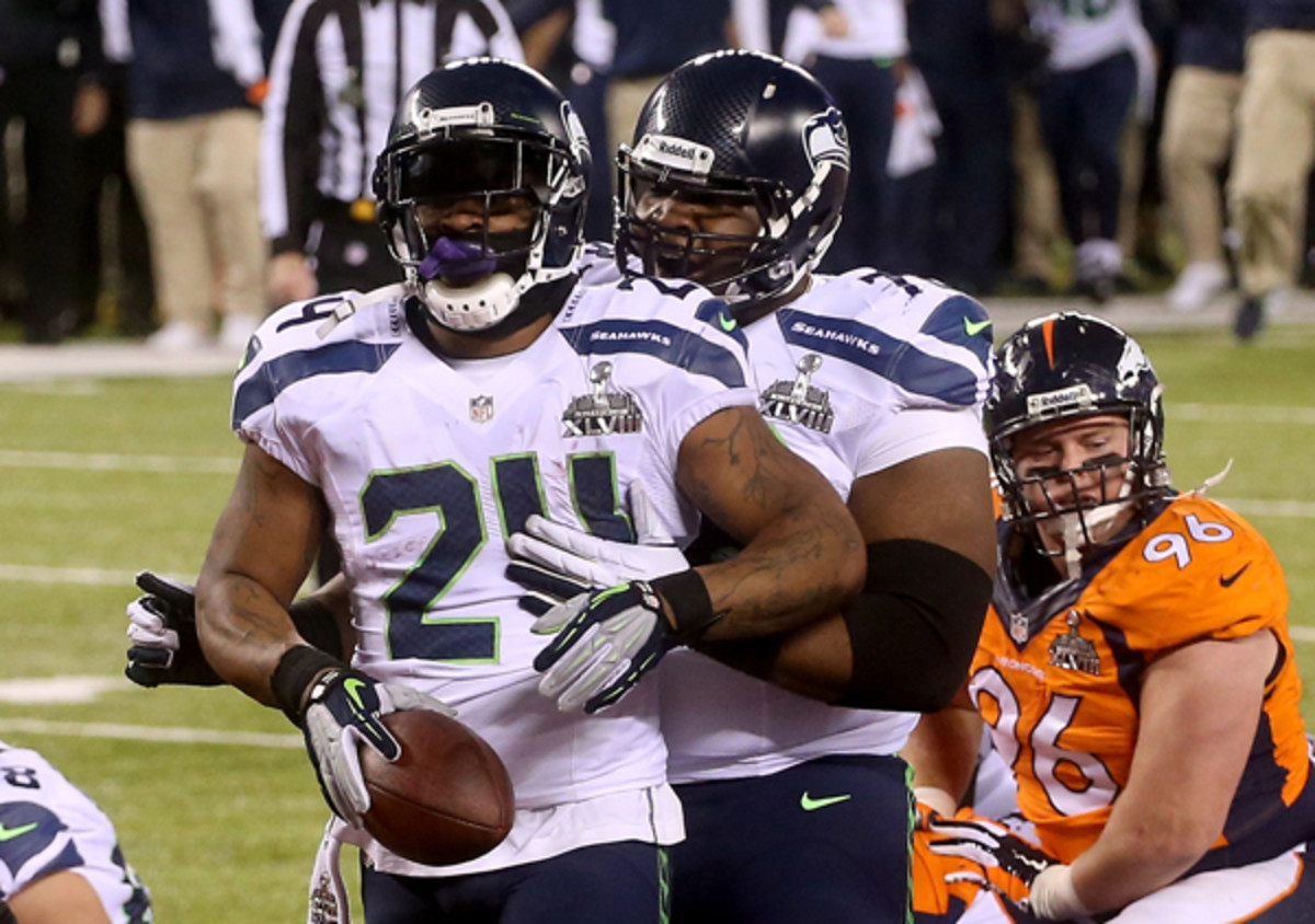 Marshawn Lynch scored a one-yard touchdown in the Super Bowl. (Stephen Dunn/Getty Images)
