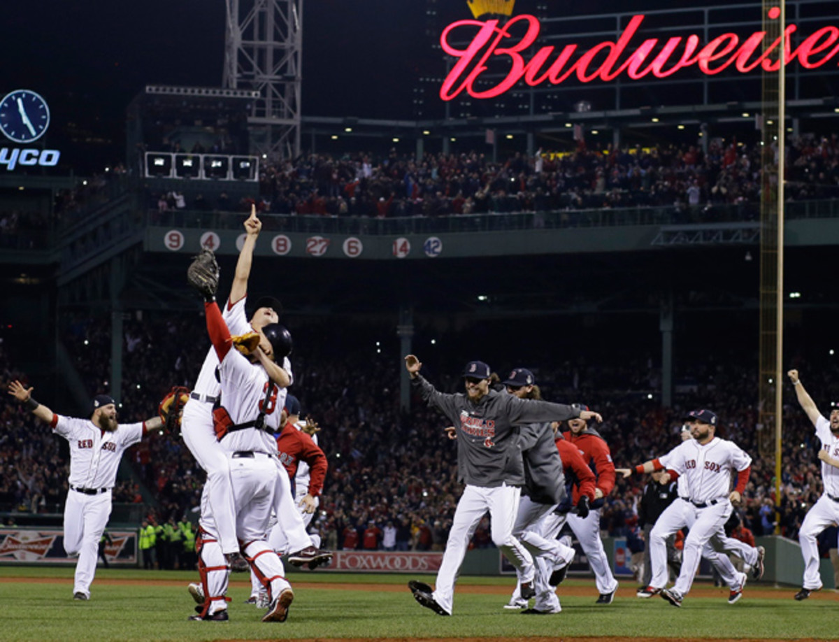 Boston won its third title in 10 years by defeating the Cardinals in six games in the World Series.