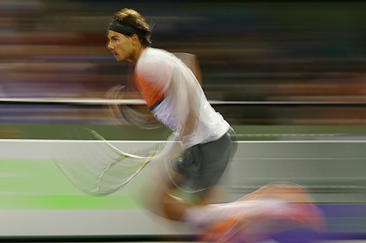 Rafael Nadal on the chase. (Al Bello/Getty Images)