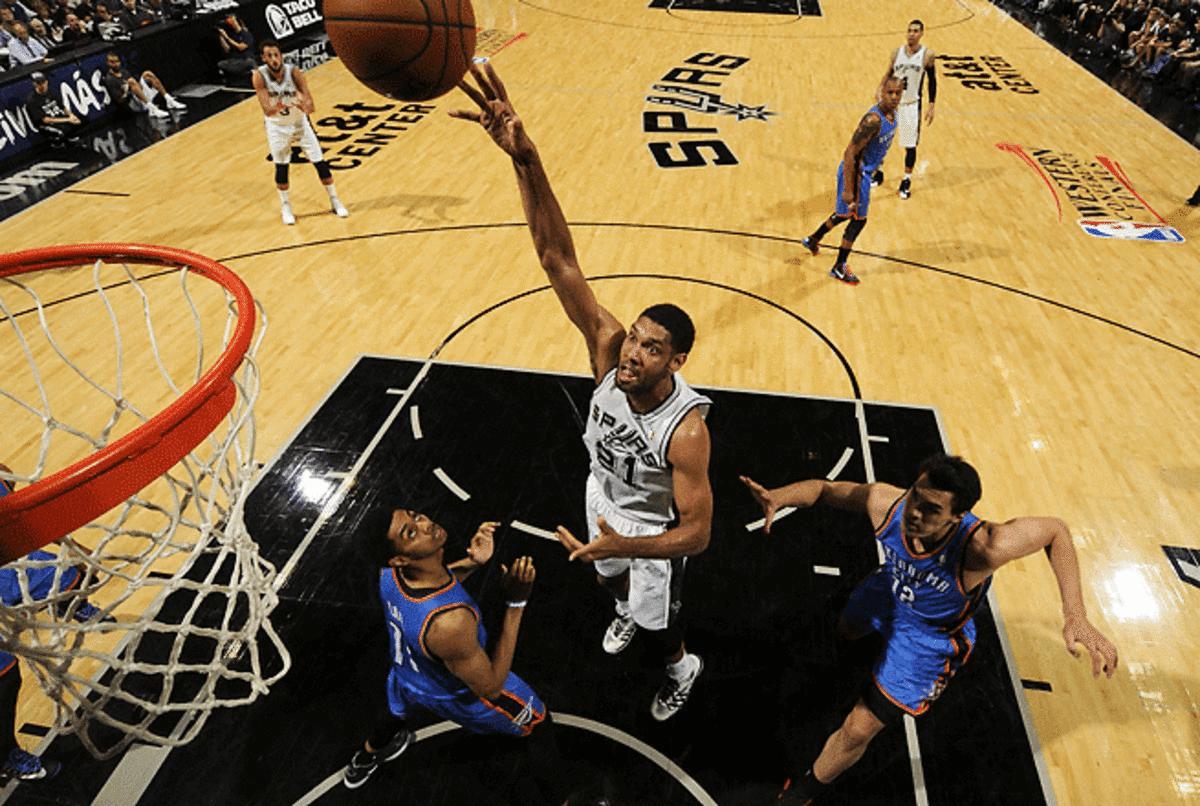 Tim Duncan dominated in and around the paint throughout Game 1 and netted a team-high 27 points.
