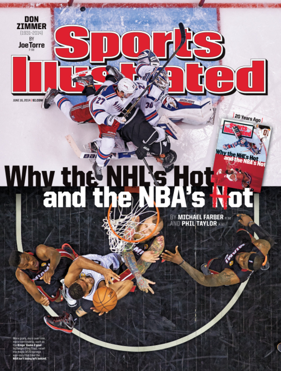 This week's cover calls back to similar shot from 1994. (Robert Beck/SI [NHL]; Greg Nelson/SI [NBA])