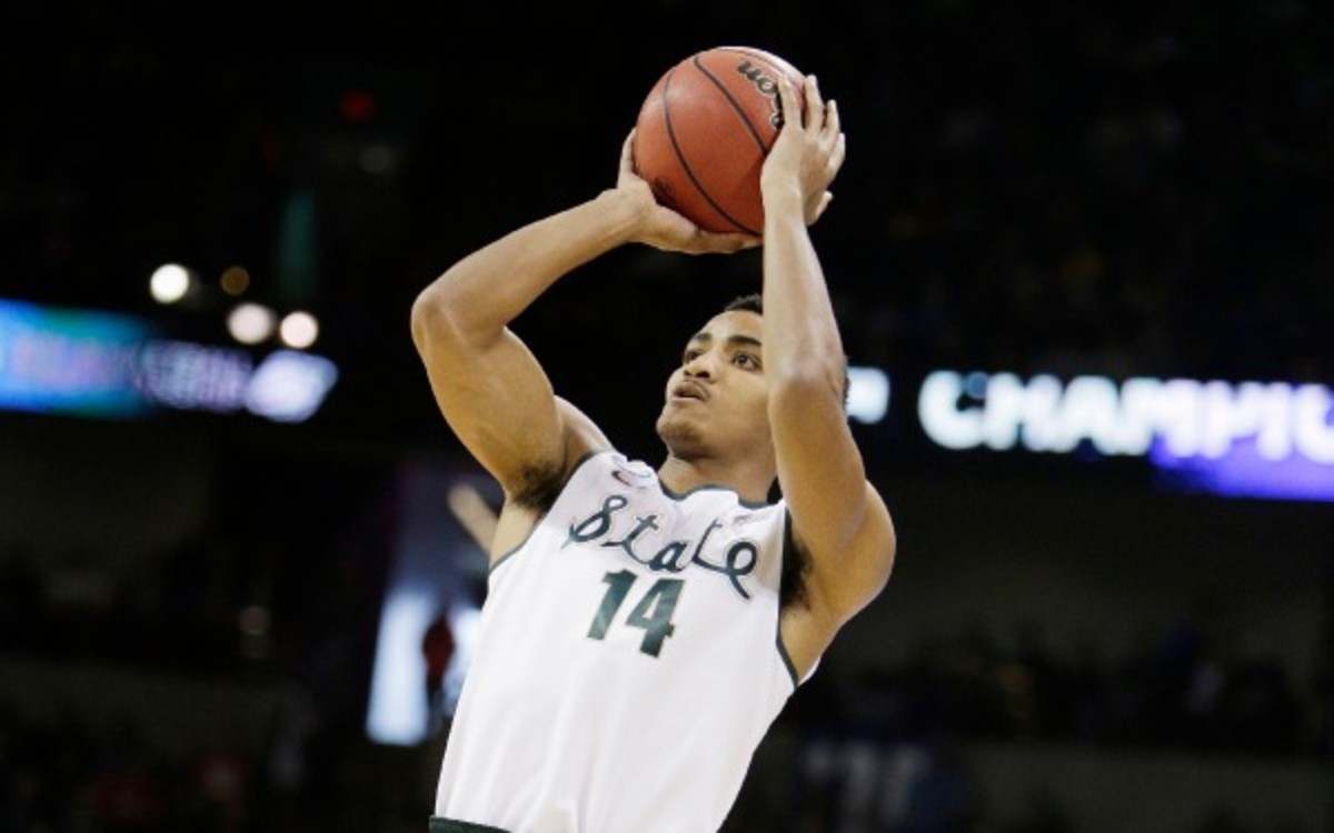 Michigan State guard Gary Harris lead the team in scoring this season, averaging almost 17 points a game (AP Photo/Young Kwak)