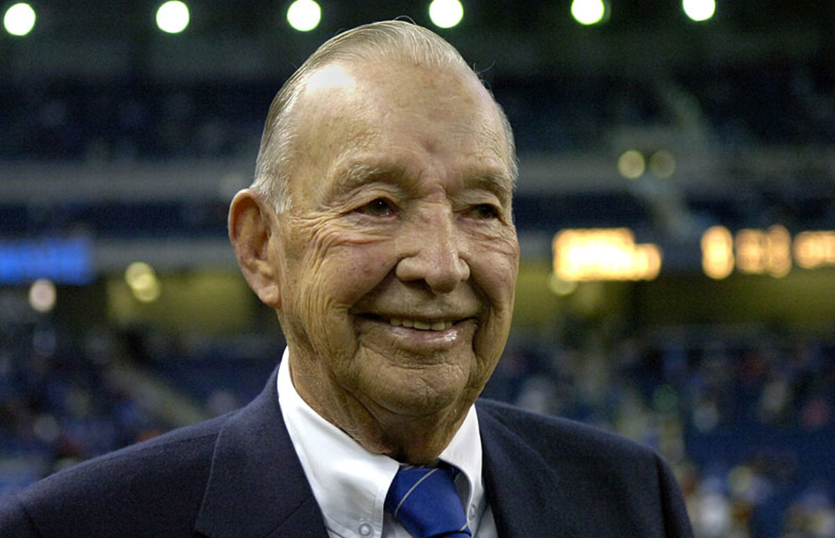 The Lions honored late owner William Clay Ford by wearing a 'WCF' patch on their jerseys all season. (Al Messerschmidt/Getty Images)